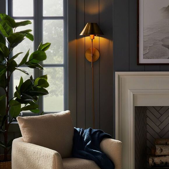 Metal Sconce Wall Light (Includes LED Light Bulb)  Brass - Picture 3 of 4